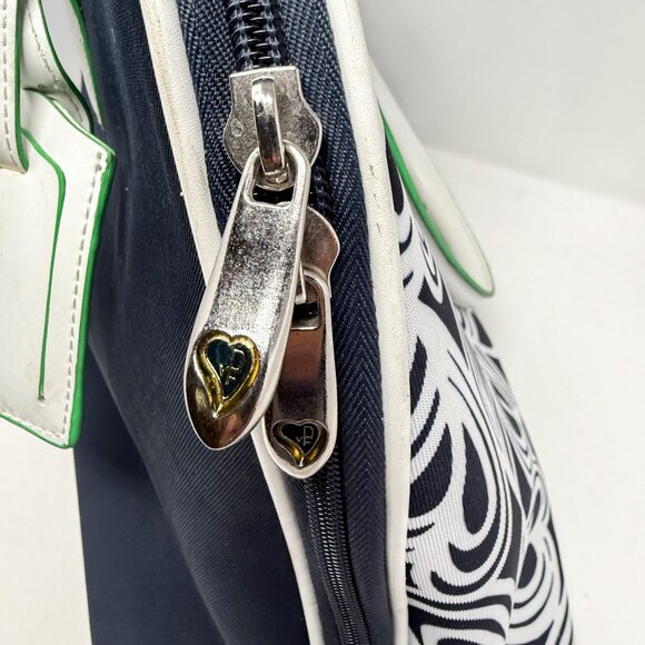 Diane von Fürstenberg Canvas Weekender Swirl Heart Print Navy/White Green Lining - Picture 4 of 15